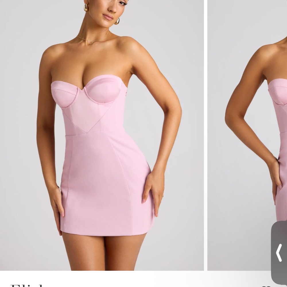 Elegant Pink Strapless Mini Dress
